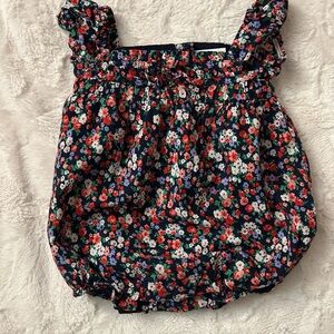 Janie and Jack Navy Floral Baby bubble romper
